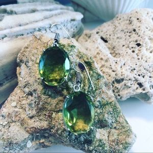 Bi-Color Tourmaline Ethnic 925 Earrings Handmade